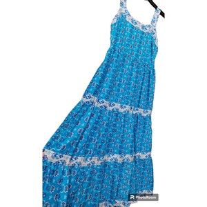 Harlow & Rose Blue Sundress Lined Size Small NEW Flowy Full India
